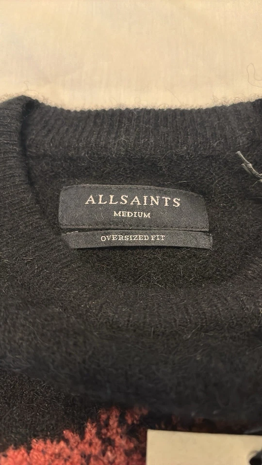 AllSaints черный мир знак графический печать кардиган большого размера подходит мужской размер M повседневный - Изображение 4 из 4