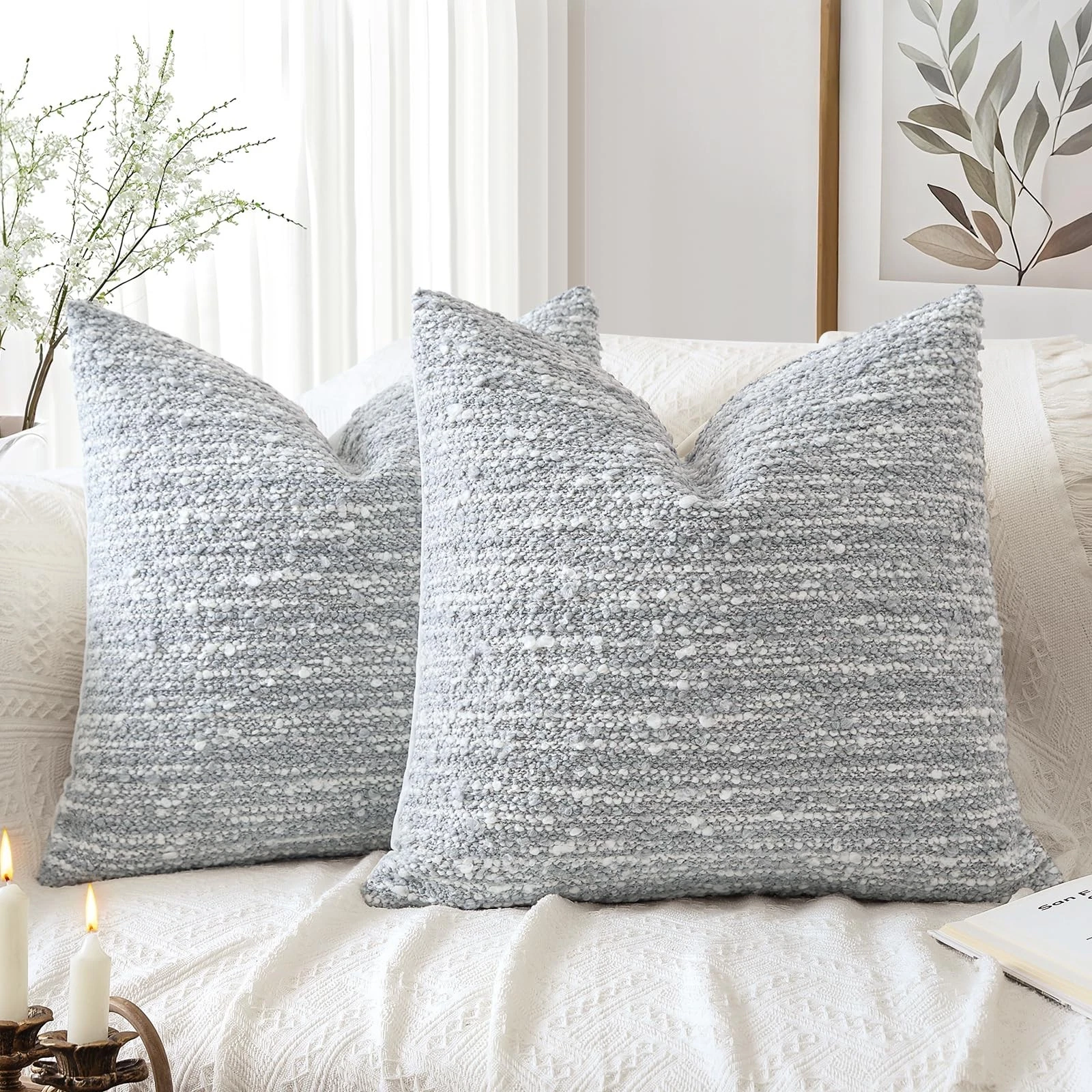 Throw Pillow Cover 18x18 Inch Set of 2 Super Thick Pillow Cover Decorative Bo...