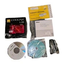 Nikon COOLPIX L28 Camera – Red –Original Box +All Accessories Included TESTED