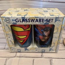 DC Comics Originals SUPERMAN 2 Pc. Glassware Set 16oz A1