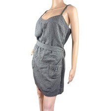 American Eagle XL Gray Herringbone Wool Blend Dress Belted Pockets Mini