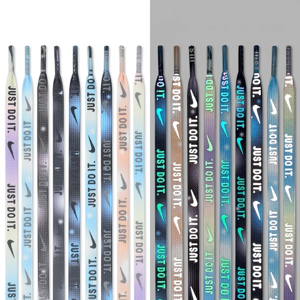 LOGOTIPO PLANO REFLECTANTE 9 COLORES ZAPATOS CORDONES ZAPATILLAS DE ENTRENAMIENTO CORDONES JORDAN AF1 REINO UNIDO - Imagen 2 de 4