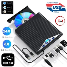 External CD DVD Drive for PC Laptop Windows 11 10 USB 3.0 Burner Reader Writer