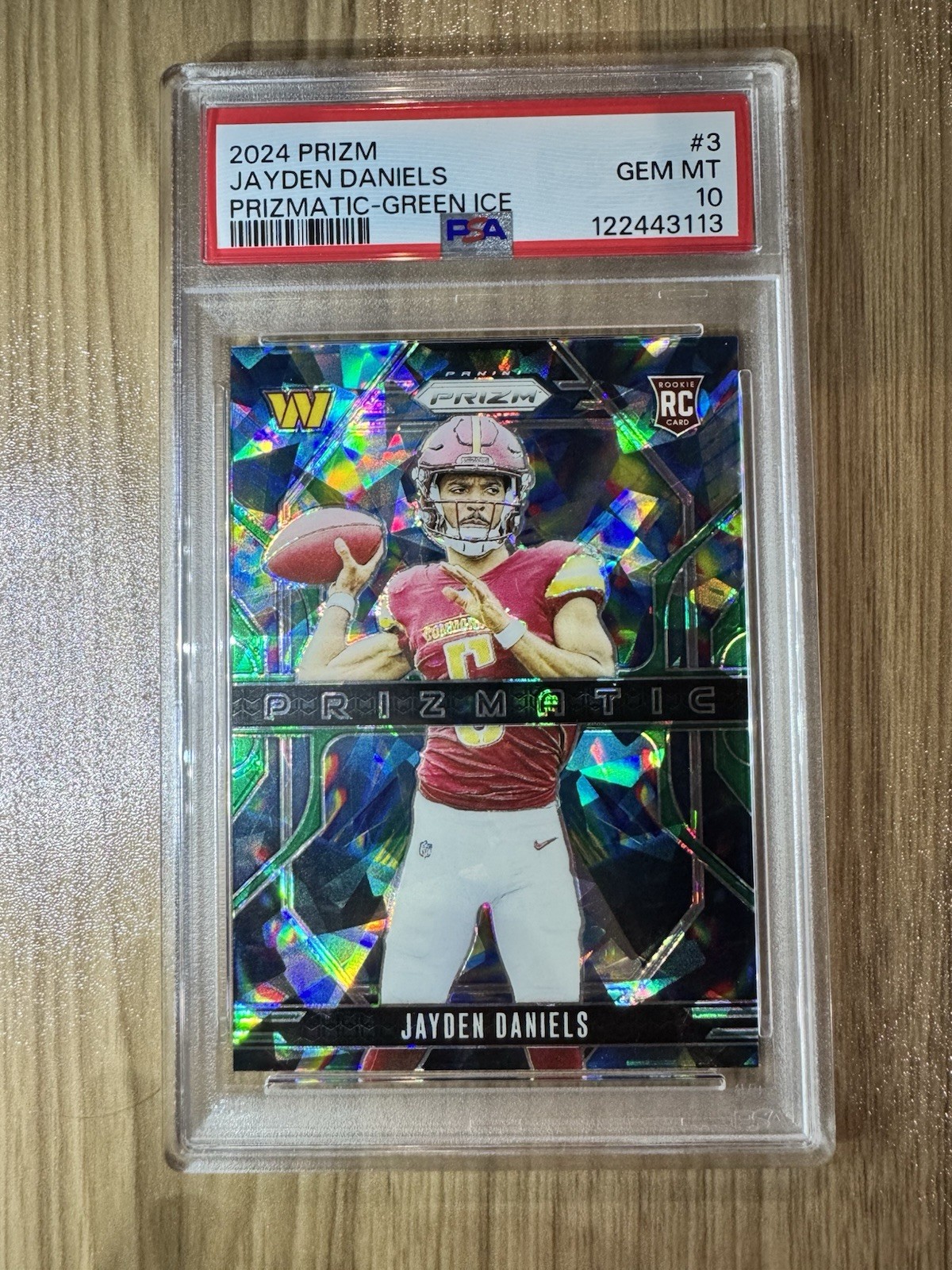 2024 Panini Prizm - Prizmatic Jayden Daniels #3 Green Ice Prizm (RC) MINT PSA 10