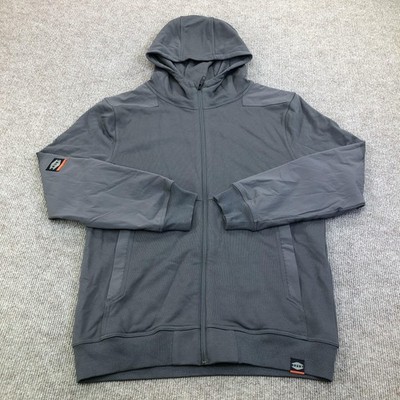 BRUNT Hoodie Sweatshirt Mens Medium Gray Full Zip Fleece Workwear Jacket Logo