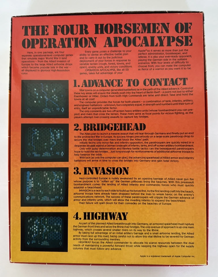 Operation Apocalypse WWII Simulation SSI Apple II+ IIe IIc IIgs 1981 Pre Owned - Image 2 of 4