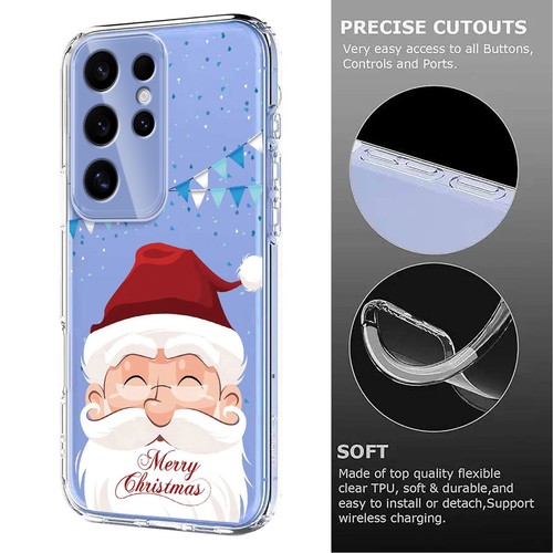 Luxury Christmas Clear Santa Tree Snowman Cover Case For S25 FE S24 S23 Ultra - Picture 26 of 33