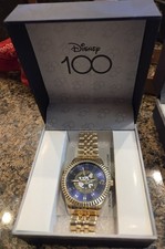 Accutime Disney 100 Mickey Mouse Gold Tone Anniversary Wristwatch in Box