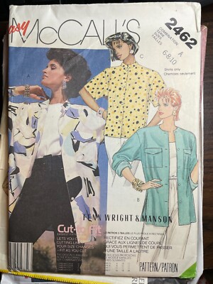 2462 McCalls Easy Fenn Wright & Manson Vintage 80's Shirt Pattern Sz. 6-10