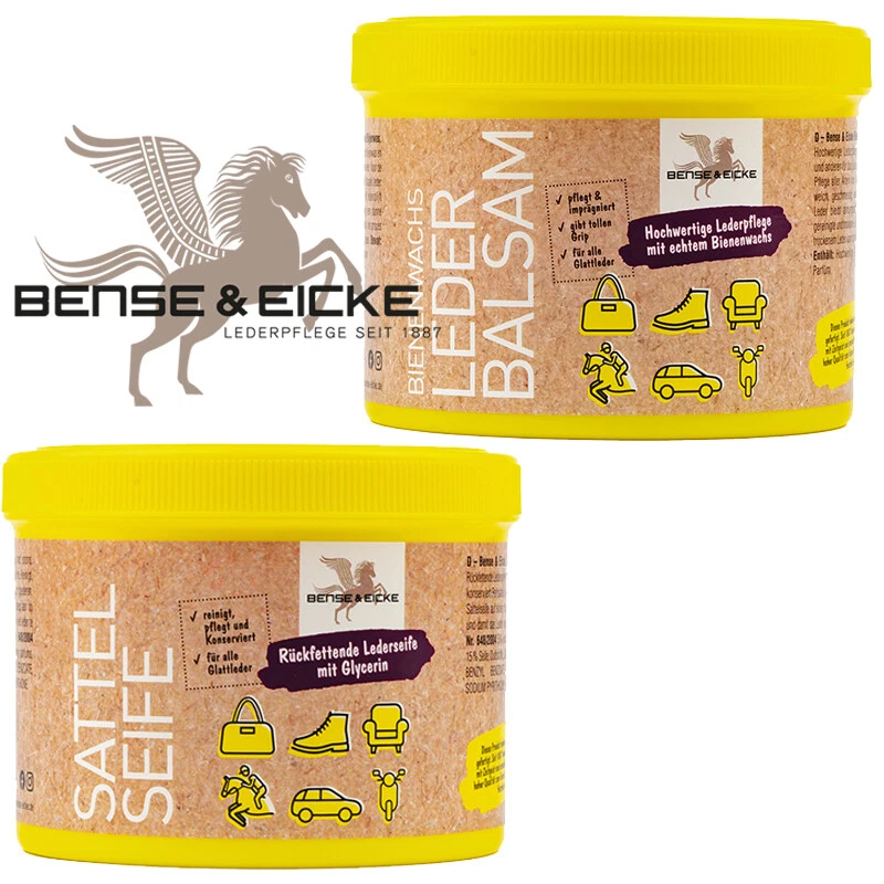 BENSE & EICKE Sattelseife 500 ml + Bienenwachs-Leder-Balsam 500 ml B & E Lederpflege Fett