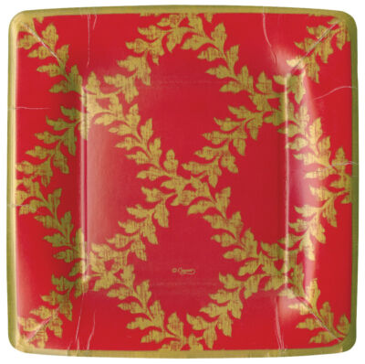 Rotes Akanthus Spalier Salat Caspari Papp Party Teller 20,5 cm 8er Pack