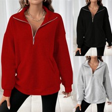 Women Half Zip Oversized Sweatshirts Long Sleeve Solid Color Workout Pullover