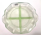 VINTAGE PRINCESS GREEN MADRID DEPRESSION GLASS DIVIDED RELISH PLATE - HOCKING 8"