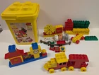 Vintage Lego Duplo 2378 Farm and 2459 Train & Train Station in Bucket Read