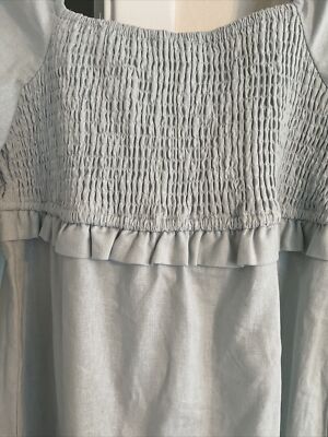 7 FOR ALL MANKIND LINEN BLEND SMOCKED PUFF SLEEVE DRESS SIZE SMALL | eBay