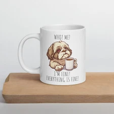 Decorative Print Cup Shih Tzu Pup Ceramic Mug Coffee Tea Office Dog Puppy 11oz