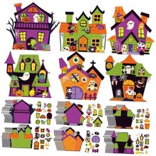Pack Halloween Craft Kits, DIY Haunted House Stickers Activity 48
