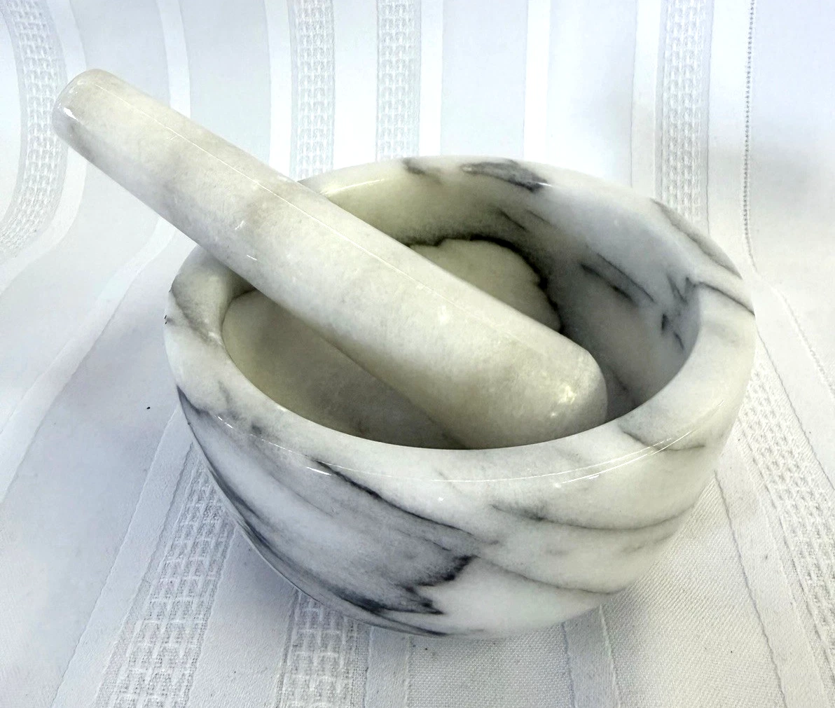 Vtg White Marble Mortar And Pestle Set Solid Heavy Apothecary or Spice Grinder
Opens in a new window