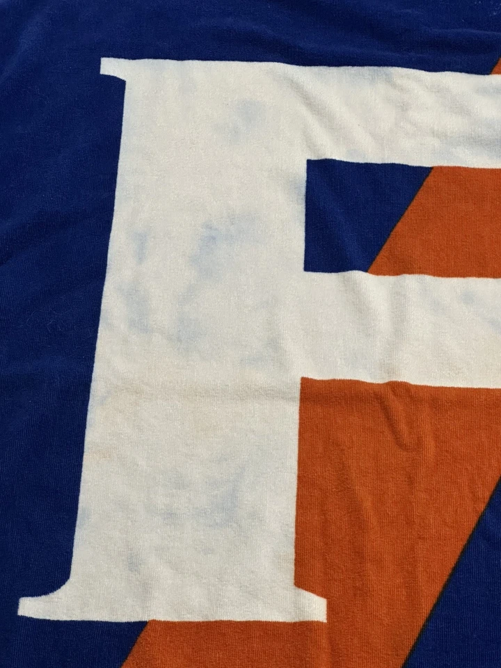 Toalha de praia Ralph Lauren Home azul e laranja POLO 34" X 58" vintage LEIA - Imagem 3 de 4