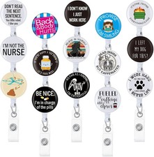 15 Pack Funny Badge Holder Retractable Reel Nurse Quote ID Clip Cute Nursing for