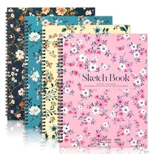 4 Pack Sketch Book, 8.5 x 11Inch Sketchbook, 68lb/100gsm Top Spiral Bound Ske...