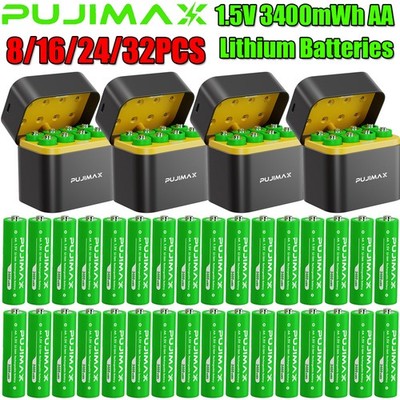 8/16/24/32 Stück 3400 mWh 1,5V AA wiederaufladbare Lithium-Batterien mit Ladebox