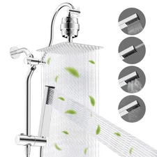 Chrome Shower Heads Combos 10 inch Rain High Pressure Shower Head Handheld Spray