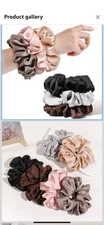 Extra Large oversized Scrunchies Hair Band Satin Silk Fabric Elastic 8 package