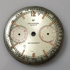 RARE 34.4 MM UNIVERSAL UNI COMPAX BASE 30 PULSATION " DIAL " FOR CAL 285 - AS IS