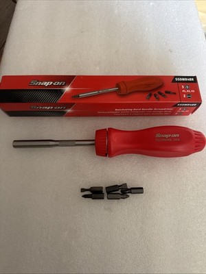 Snap On Ratschenschraubendreher harter Griff in rot mit 5 Bits NEU