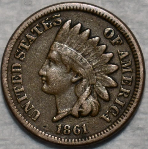 Very Fine 1861 Indian Head Cent, Well-Detailed w/ Nice Surfaces.