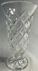 Vintage Signed Waterford 7” Tall Cut Crystal Trumpet Vase with Pedestal