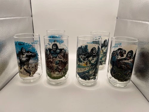 VINTAGE 1976 KING KONG COCA COLA LIMITED EDITION 6-  DRINKING GLASSES -