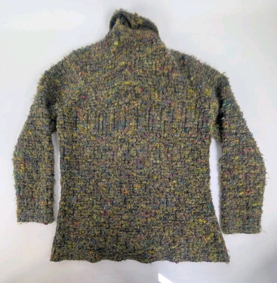 Cárdigan Suéter Talbots Nubby Grande Oliva Multi Largo Botón Frontal Italia Foto 2 de 4