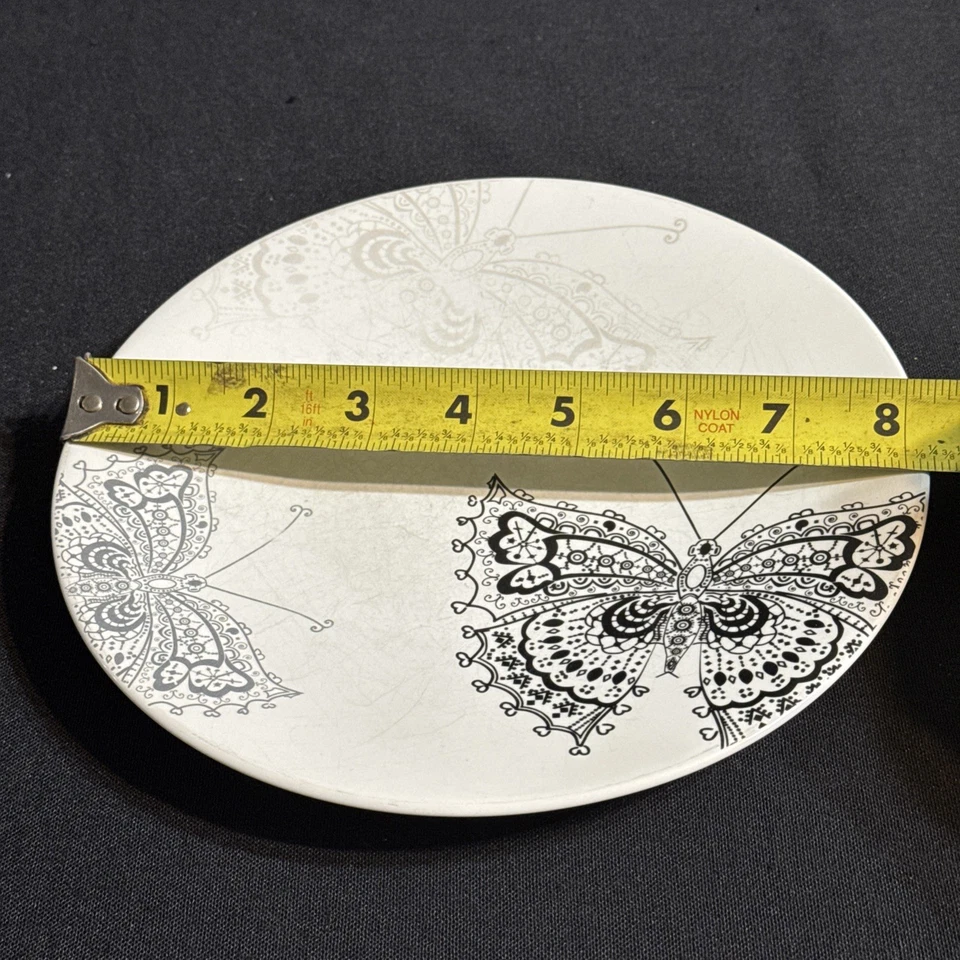 Roscher BUTTERFLY LACE 8,25” Ensalada Desierto Plato Blanco Negro Gris Foto 2 de 4