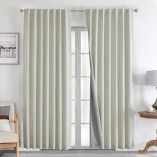 Linen Curtains 84 inch Length 2 Panels Set Burg 100% Blackout Long Drapes for...