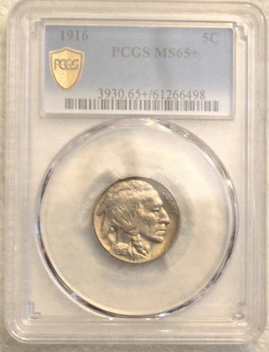 1916 Buffalo Nickel PCGS MS65+ Beautiful Coin!! 2 feathers