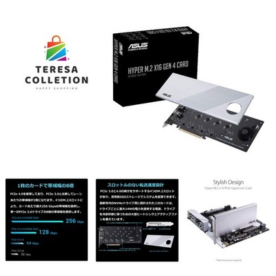 Hyper M.2 X16 PCIe 4.0 X4 Expansion Card Supports 4 NVMe M.2 2242/2260/2280/2...