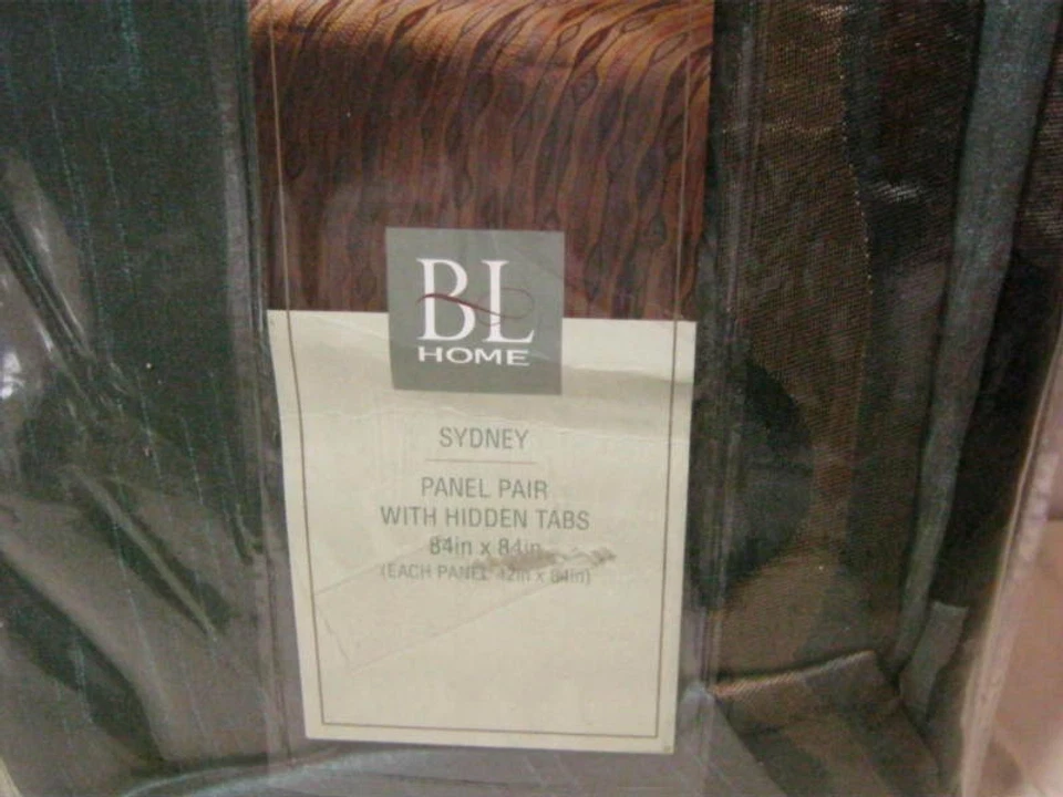 New BL HOME SYDNEY WINDOW PANEL DRAPERY  Pair 84x84 ~ BROWN GREEN NIP - Image 3 of 4