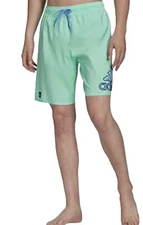 Adidas Swim Trunks Mens Large Floral Logo 9" Inseam Lined - Pulse Mint New