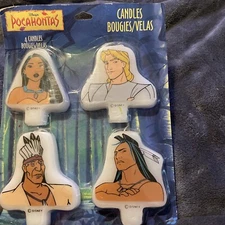 VINTAGE Pocahontas Candles Cake Cupcake Decorations John Smith Powhatan Kocoum