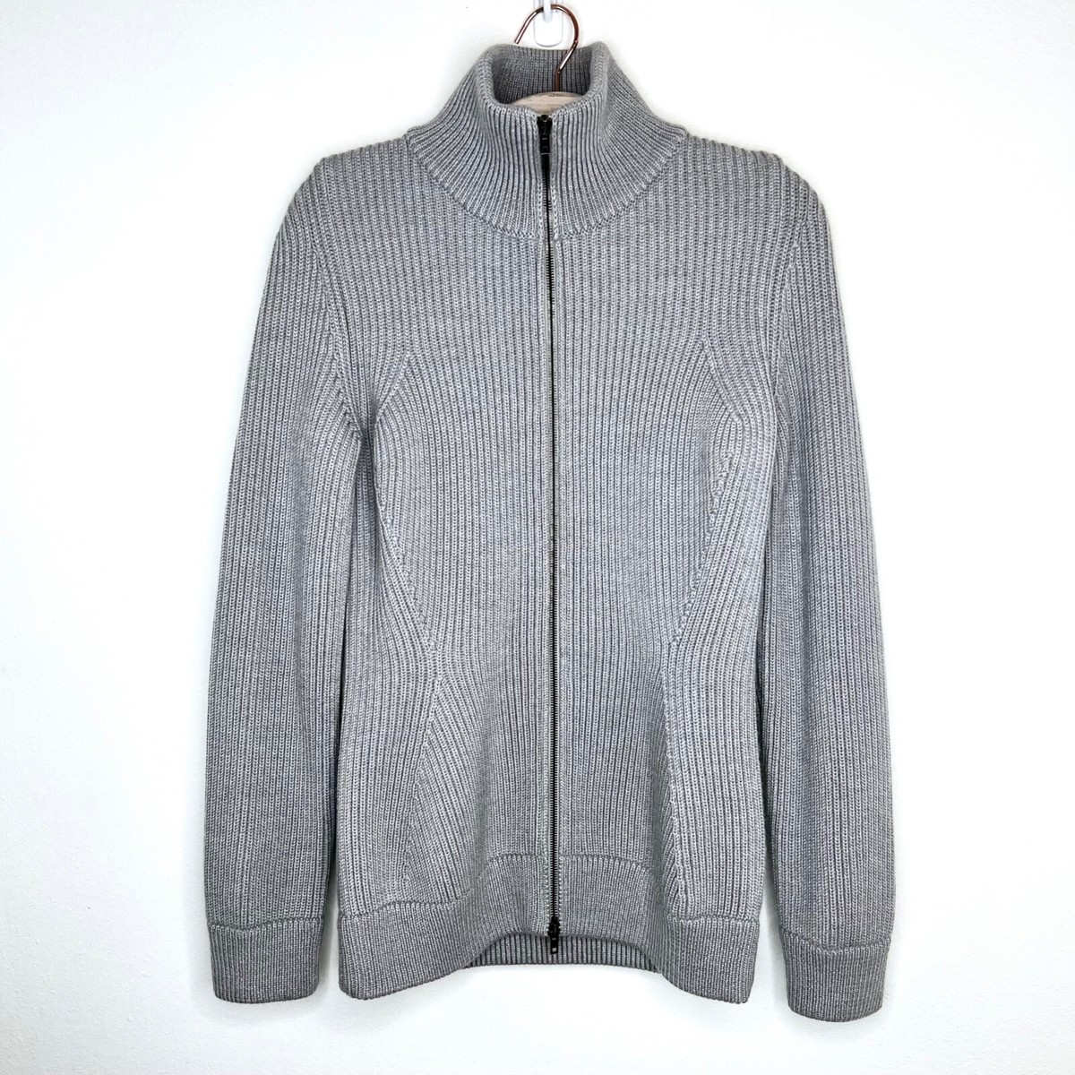 Martin Margiela Women Heavy Wool Zip Up Cardigan Small Gray Double 