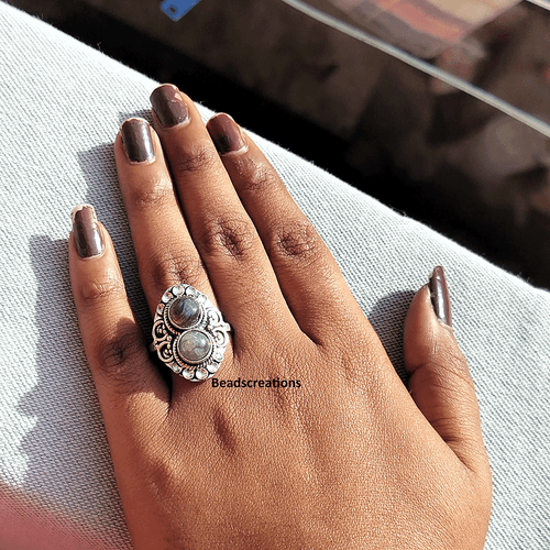 Natural Fire Labradorite Ring Game stone Jewelry Gift for Wife - Picture 1 of 10