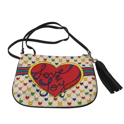 Brighton Love Joy Multicolor Heart/Bow Crossbody Canvas Purse