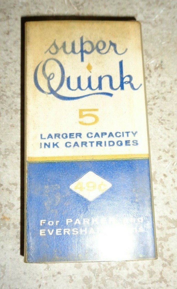 VINTAGE SUPER QUINK 5 LARGE CAPACITY INK CARTRIDGES FOR PARKER AND EVERSHARP **
