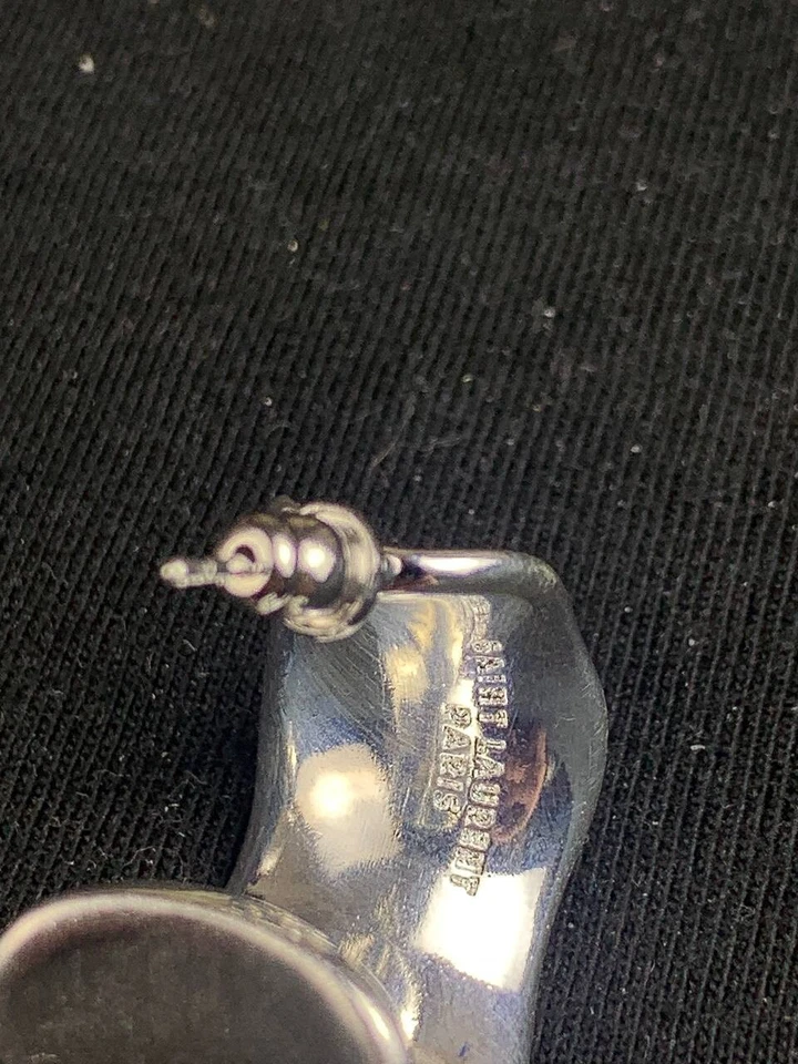 Yves Saint Laurent YSL Logo Two-Tone Gold Monogram Hoop Earrings - Image 4 of 4