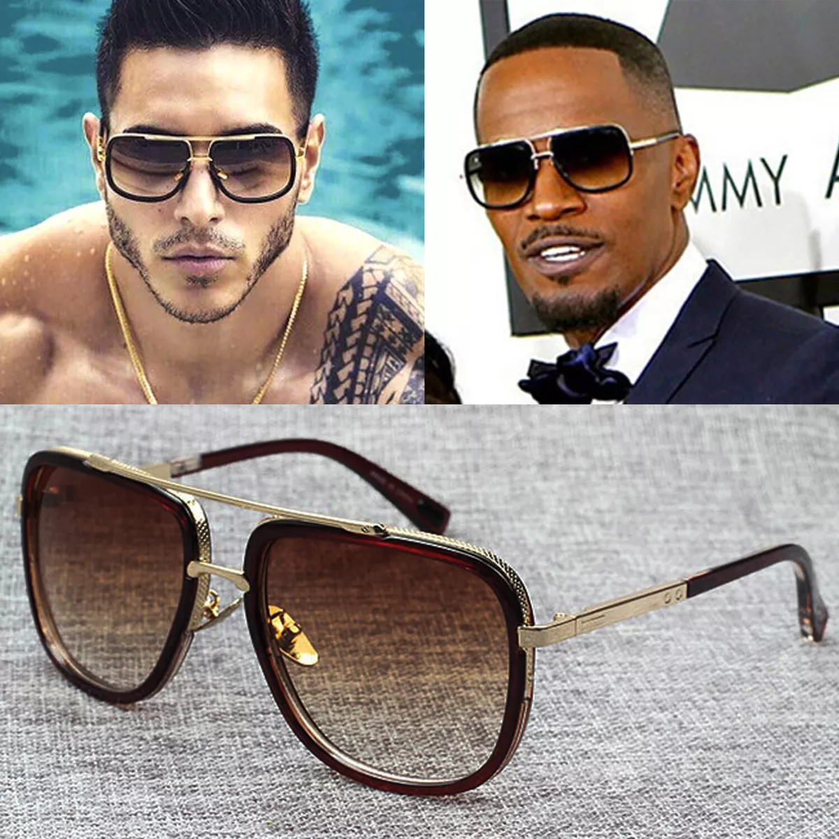 OVERSIZED Square Pilot Sunglasses Classic Retro Mens Women Hip Hop