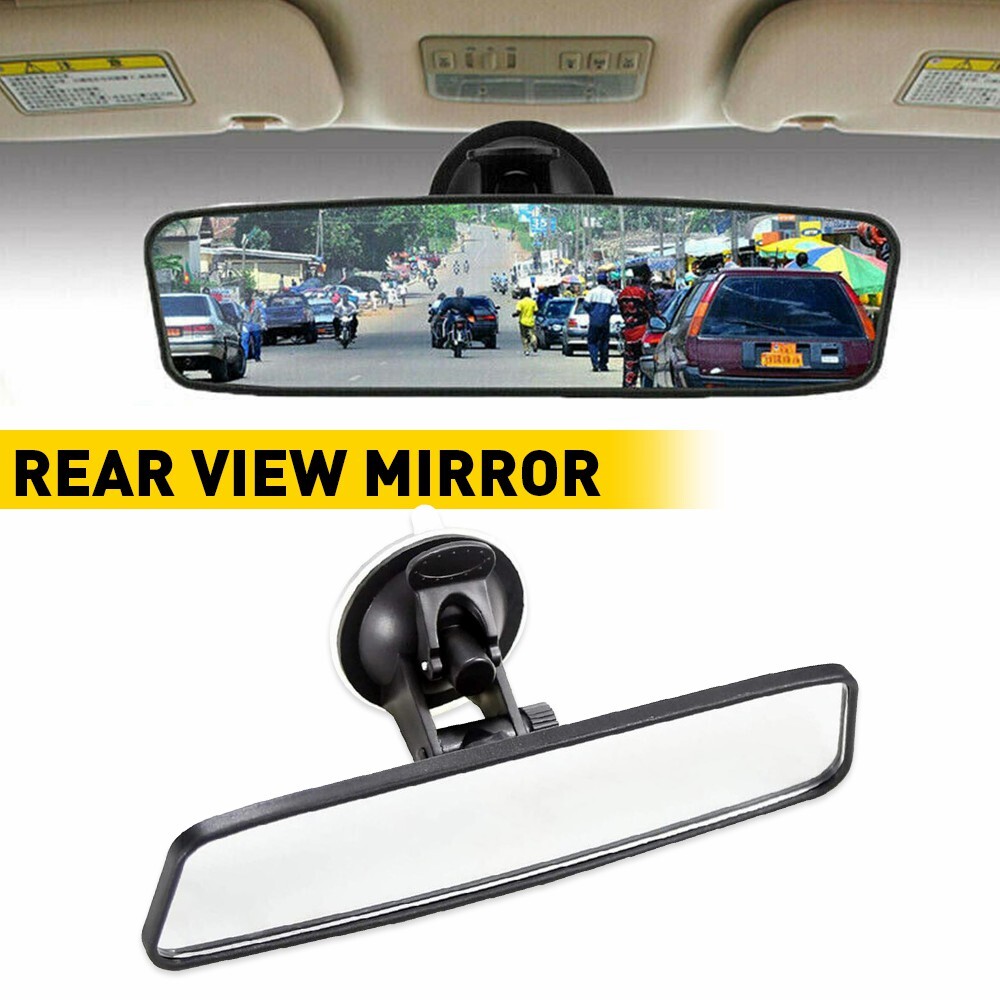 Rear View Mirror Glass Suction Cup Stick On Interior Wide Car 
