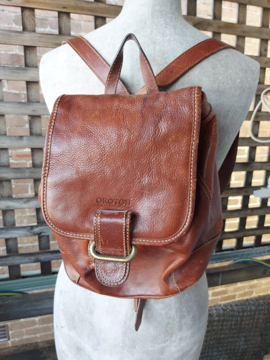 Oroton Brown Vintage Leather Backpack eBay