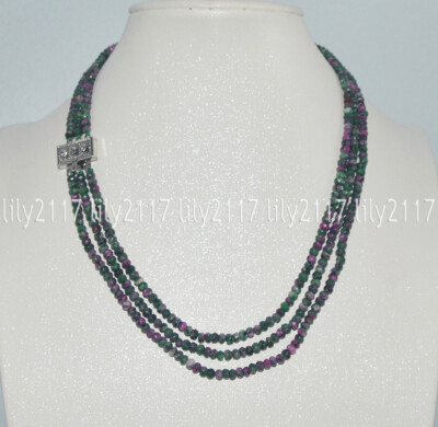 Natural 2x4mm Green Red Gems In Zoisite White Rice Pearl Beads Bracelet - Foto 8